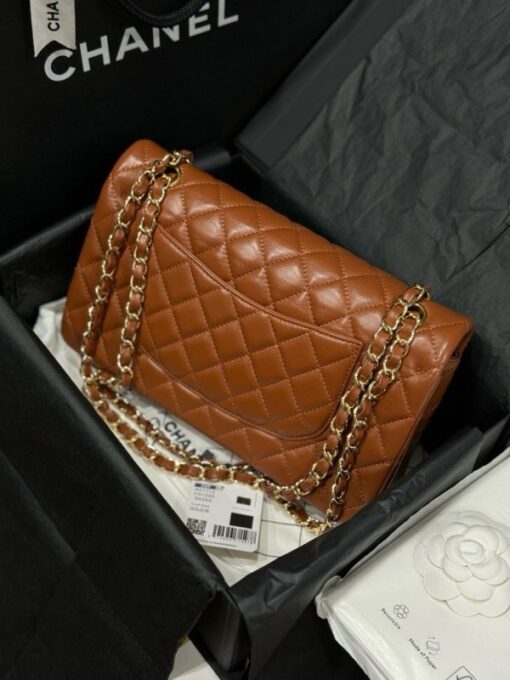 Chanel Super High-End Handbag for Women, Smooth Leather, Dark Brown, Gold Lock - Image 3