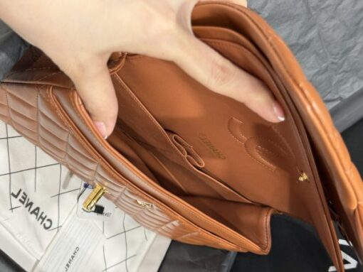 Chanel Super High-End Handbag for Women, Smooth Leather, Dark Brown, Gold Lock - Image 8