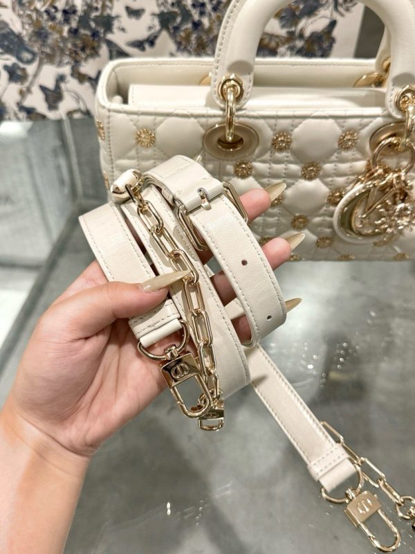 Dior Micro Lady D-Joy Like Auth Bag White Sun Pattern 26×13.5x5cm - Image 8