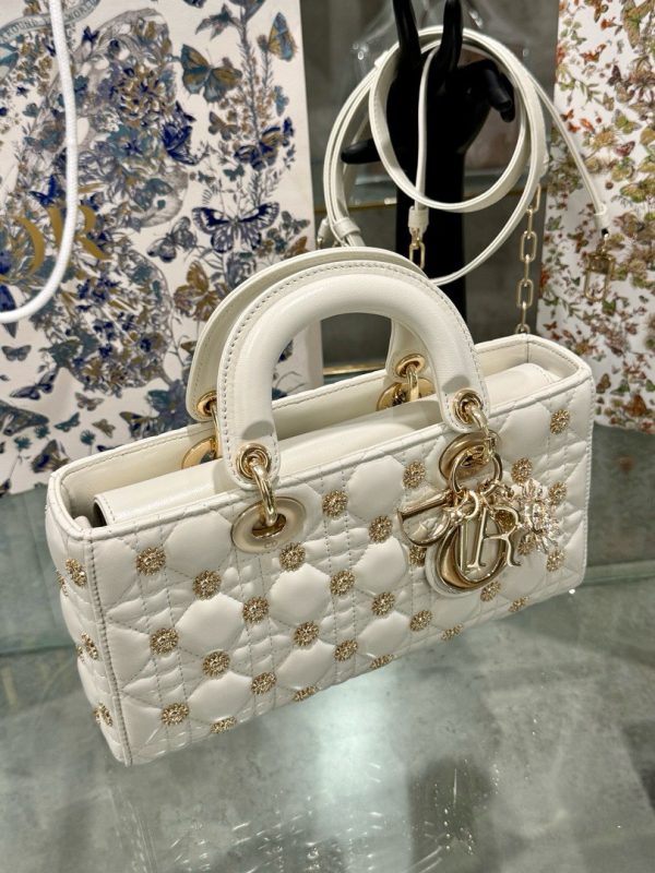 Dior Micro Lady D-Joy Like Auth Bag White Sun Pattern 26×13.5x5cm - Image 5