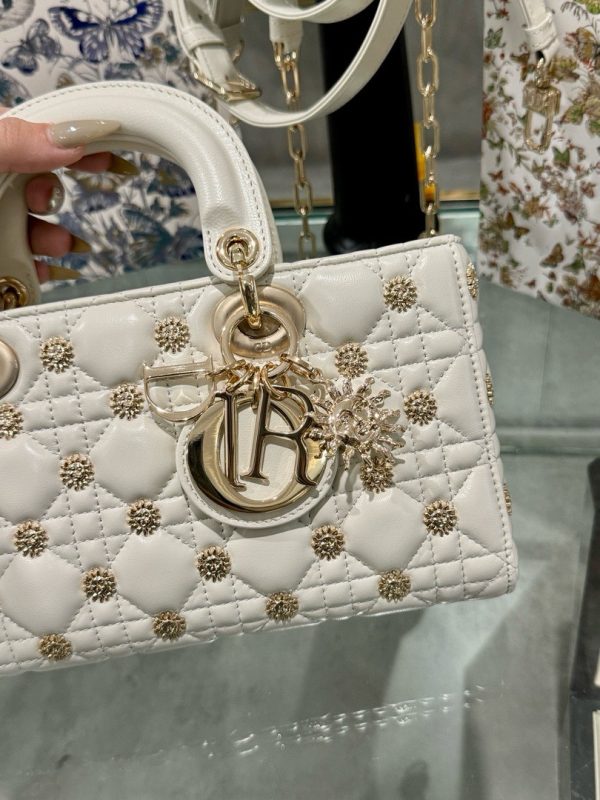 Dior Micro Lady D-Joy Like Auth Bag White Sun Pattern 26×13.5x5cm - Image 4