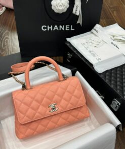 Chanel Coco Rep 1:1 High-end Women’s Handbag Orange Calfskin 24x14x10cm