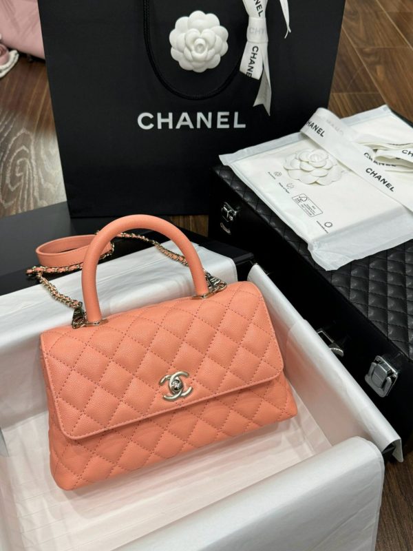 Chanel Coco Rep 1:1 High-end Women’s Handbag Orange Calfskin 24x14x10cm - Image 2