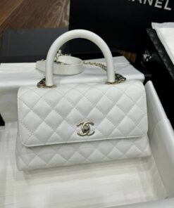 Alternative view of Chanel Coco Replica High Quality Women’s Handbag White Grain Leather 24x14x10cm