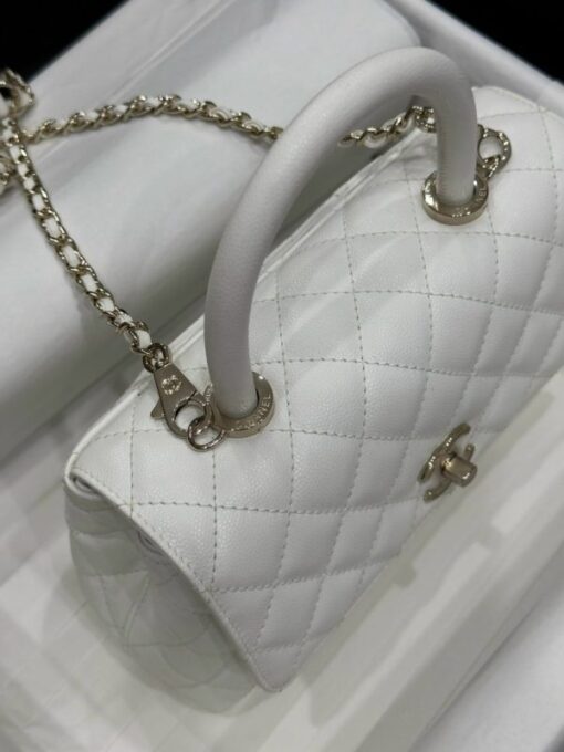 Chanel Coco Replica High Quality Women’s Handbag White Grain Leather 24x14x10cm - Image 5
