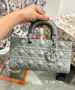 Alternative view of Dior D-Joy Like Auth Handbag Gray Diamond Pattern 26cm