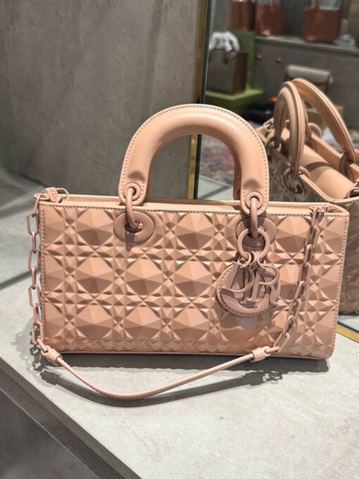 Dior D-Joy Women’s Handbag with Pink Diamond Pattern Like Auth 26cm