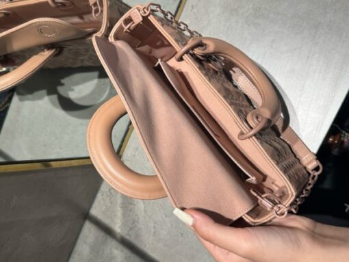 Dior D-Joy Women’s Handbag with Pink Diamond Pattern Like Auth 26cm - Image 6