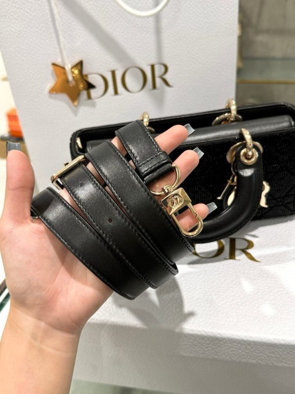 Dior Lady D-Joy Women’s Black Beaded Handbag Like Auth 22cm - Image 8