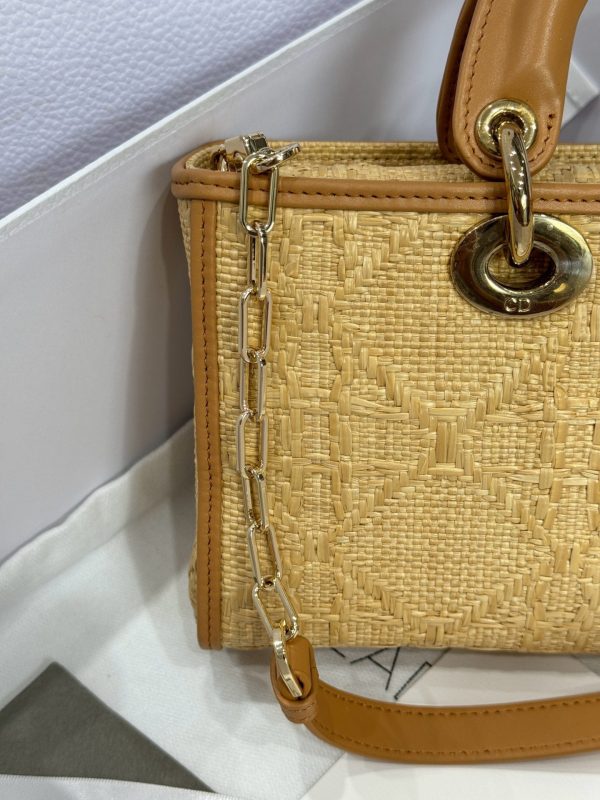 Dior Lady D-Joy Super Quality Women’s Handbag, Wicker Material 22cm - Image 10