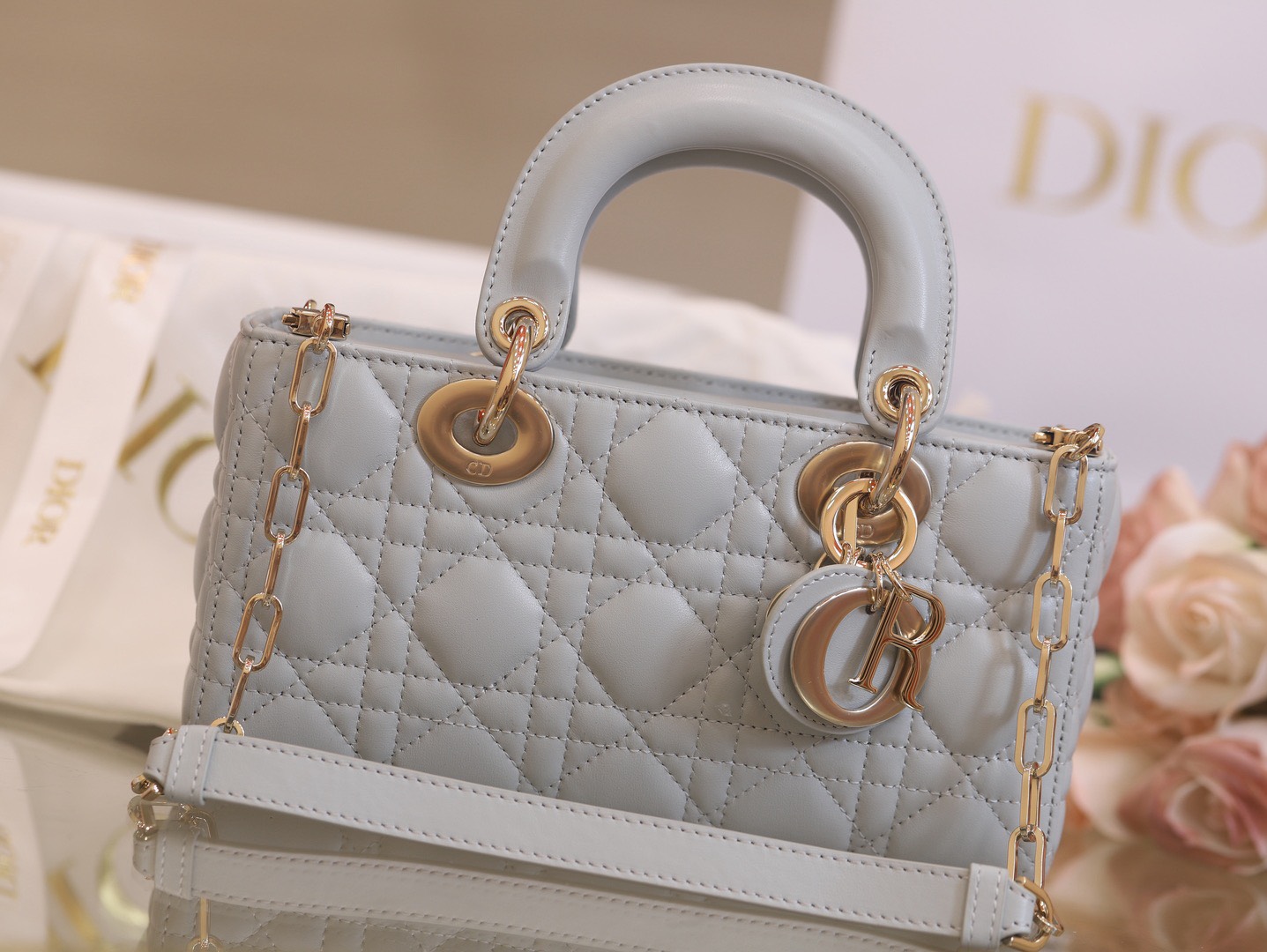 Dior Lady D-Joy Super High Quality Women’s Handbag Gray 22x13x4cm