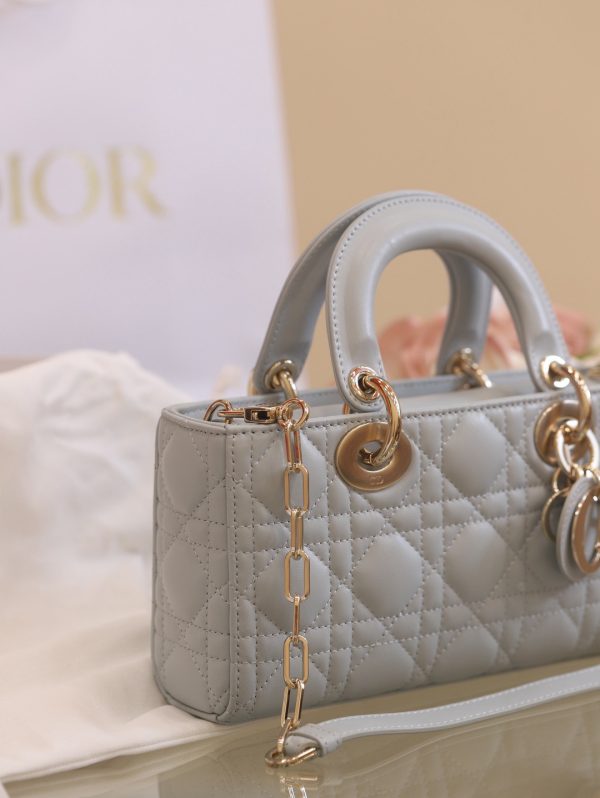 Dior Lady D-Joy Super High Quality Women’s Handbag Gray 22x13x4cm - Image 3