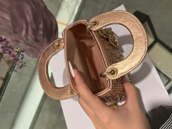 Dior Lady Mini Handbag with Super Quality Rhinestone Pattern 12cm - Image 6