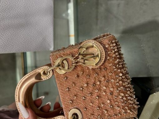 Dior Lady Mini Handbag with Super Quality Rhinestone Pattern 12cm - Image 5