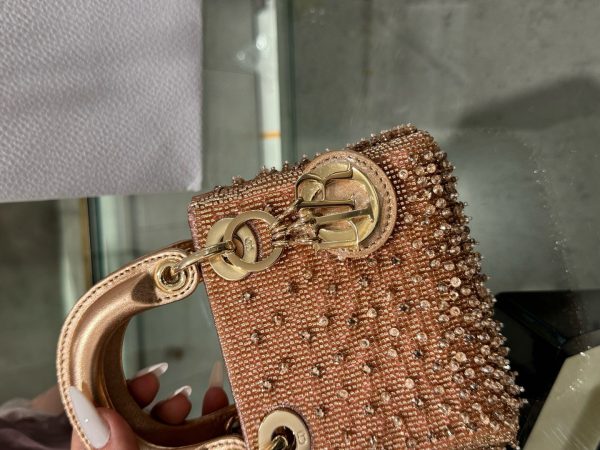 Dior Lady Mini Handbag with Super Quality Rhinestone Pattern 12cm - Image 5