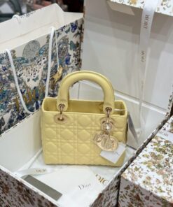 Alternative view of Dior Lady Yellow Sheepskin Women’s Handbag Rep 11 High Quality 20cm