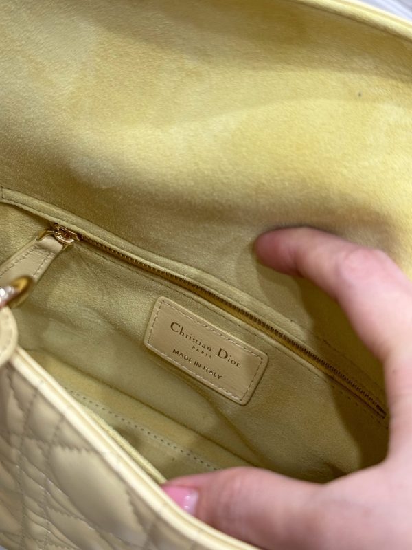 Dior Lady Yellow Sheepskin Women’s Handbag Rep 11 High Quality 20cm - Image 9