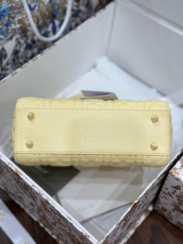 Dior Lady Yellow Sheepskin Women’s Handbag Rep 11 High Quality 20cm - Image 10