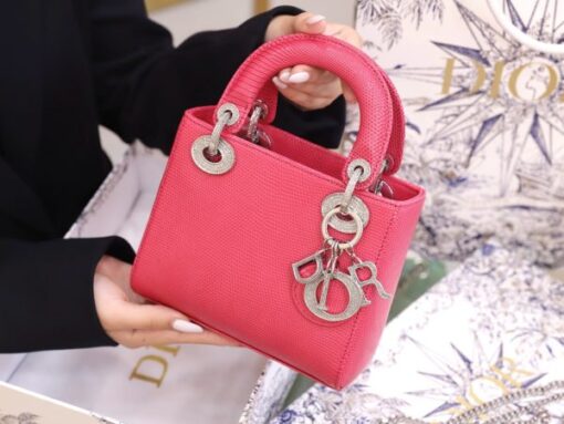 Dior Lady Handbag for Women Pink Lizard Skin Near Authentic 17cm - Image 3