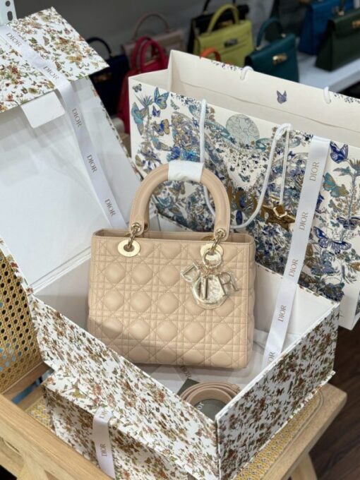 Dior Lady Beige Women’s Handbag Replica 11 High Quality 24cm - Image 2