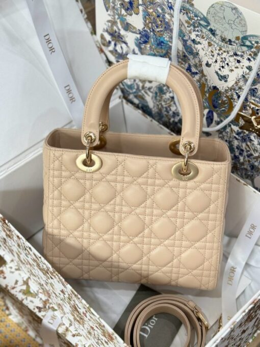 Dior Lady Beige Women’s Handbag Replica 11 High Quality 24cm - Image 4