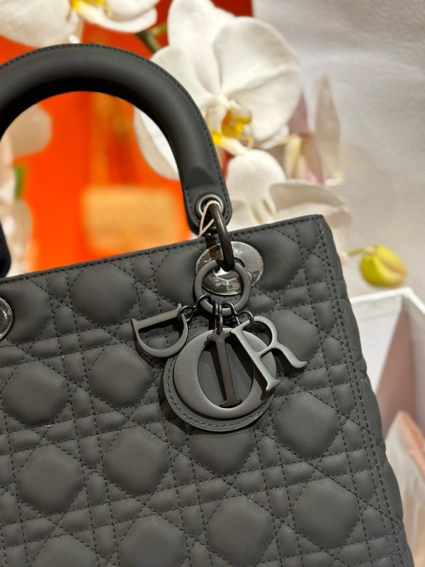 Dior Lady Rep 11 High-end Women’s Handbag Black Sheepskin 24cm - Image 5