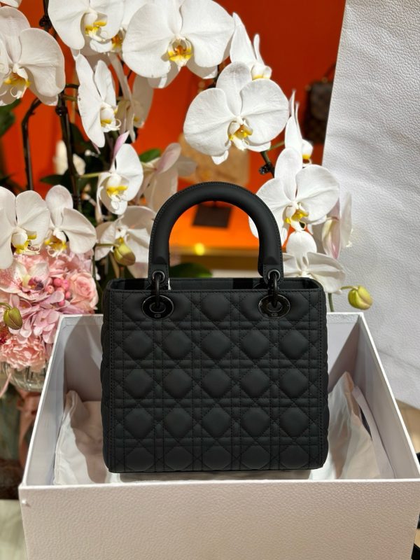 Dior Lady Rep 11 High-end Women’s Handbag Black Sheepskin 24cm - Image 4
