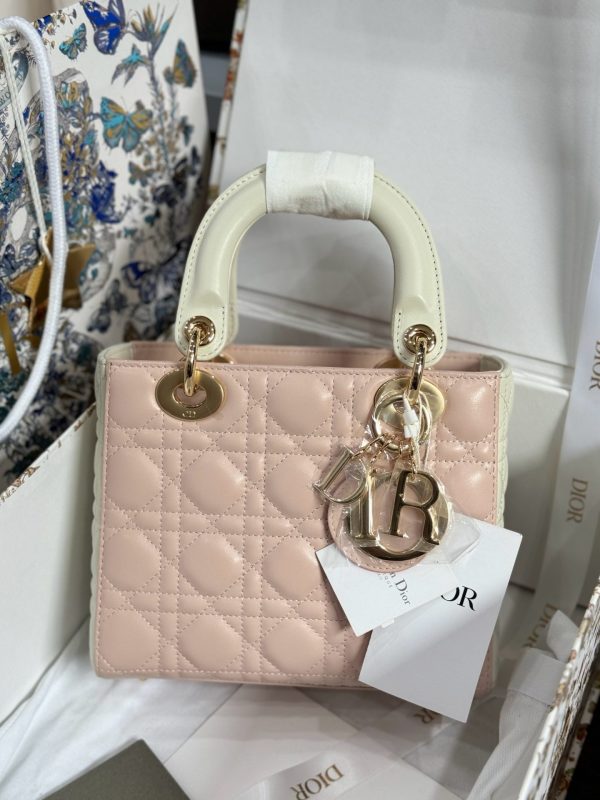 Dior Lady Rep 11 High-end Women’s Handbag Light Pink 20cm - Image 3