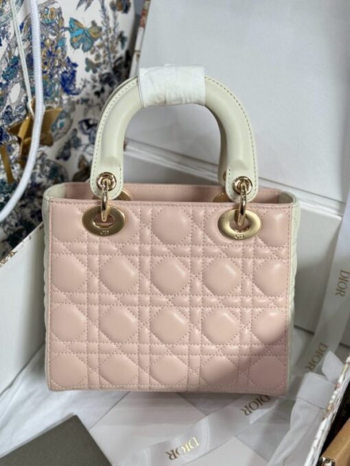 Dior Lady Rep 11 High-end Women’s Handbag Light Pink 20cm - Image 4
