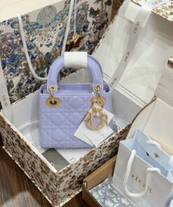 Dior Lady Rep 1:1 High-end Women’s Handbag Purple Gold Lock 17cm