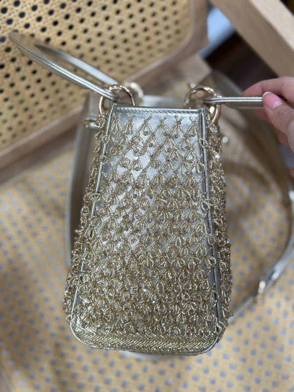 Dior Lady Replica 1:1 Women’s Handbag Beaded Pattern 24cm - Image 5