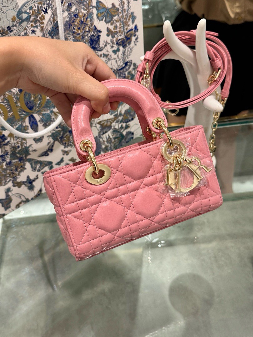 Dior Micro Lady D-Joy Women’s Handbag Pink Like Auth 16.5cm