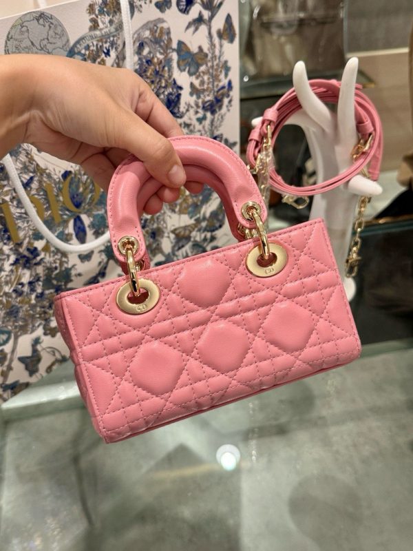 Dior Micro Lady D-Joy Women’s Handbag Pink Like Auth 16.5cm - Image 3