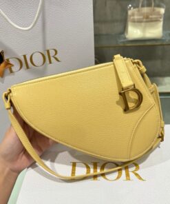 Dior Saddle Women’s Handbag Super Quality Yellow Cowhide Leather 20x15x4cm