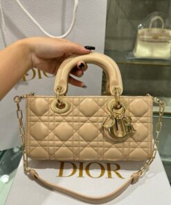 Alternative view of Dior Lady D-Joy Women’s Beige Handbag Gold Plated Lock 22cm
