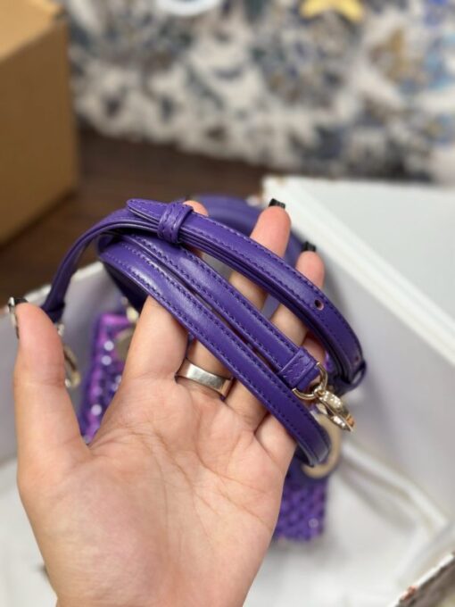 Dior Lady Women’s Purple Beaded Handbag 12×10.5x5cm - Image 7