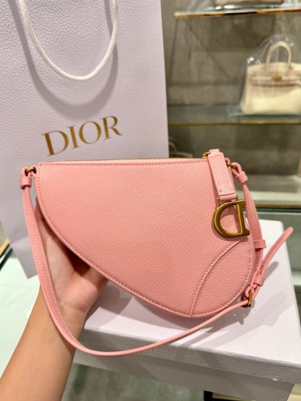 Dior Saddle Women’s Handbag Pink Cowhide 20x15x4cm - Image 2