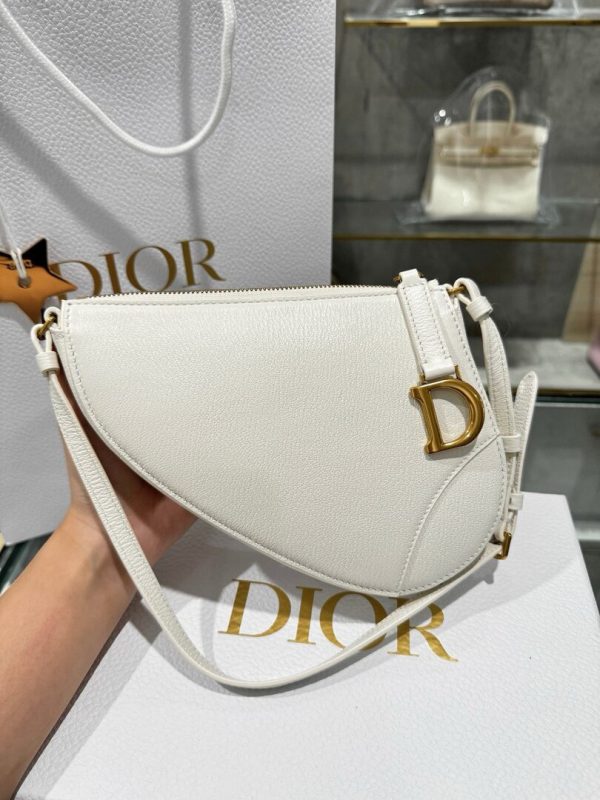 Dior Saddle Women’s Handbag White Cowhide 20x15x4cm - Image 2
