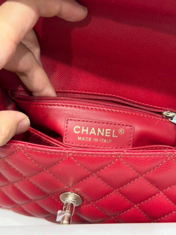 Chanel Coco Rep 1:1 High Quality Red Calfskin Women’s Handbag 24x14x10cm - Image 9