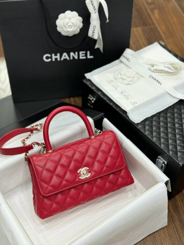 Chanel Coco Rep 1:1 High Quality Red Calfskin Women’s Handbag 24x14x10cm - Image 5
