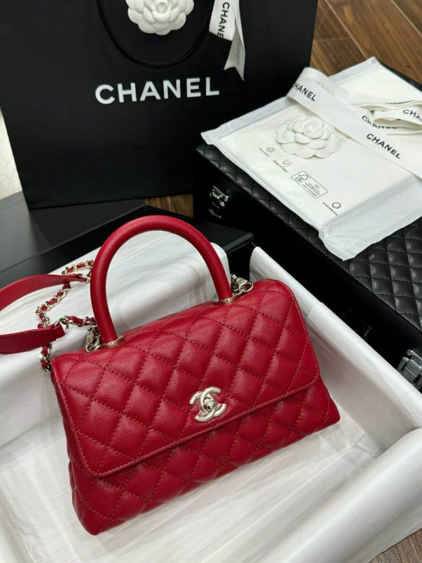 Chanel Coco Rep 1:1 High Quality Red Calfskin Women’s Handbag 24x14x10cm - Image 4