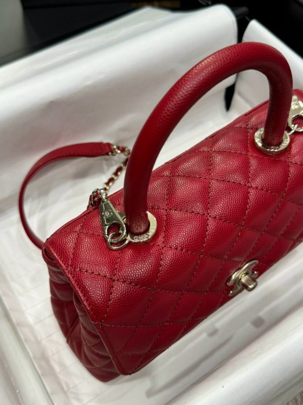 Chanel Coco Rep 1:1 High Quality Red Calfskin Women’s Handbag 24x14x10cm - Image 7