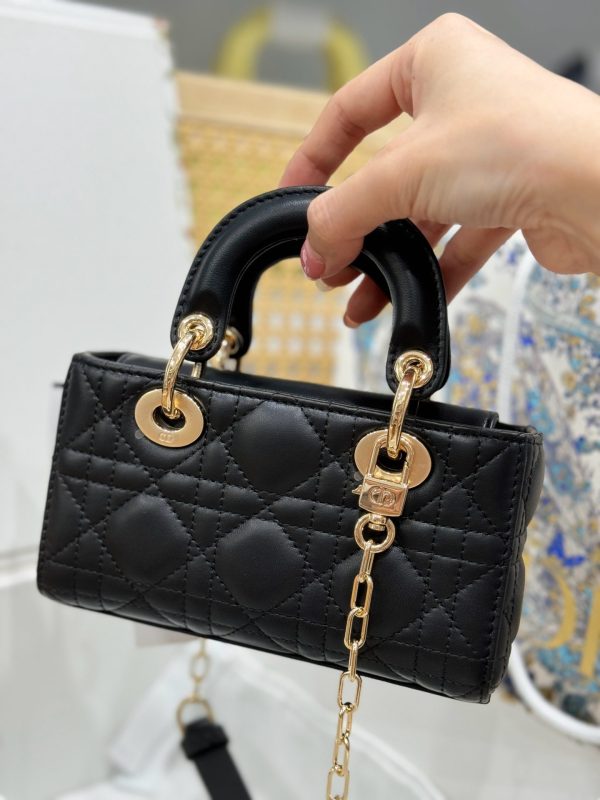 Dior Lady D-Joy Micro Like Auth Black Sheepskin Women’s Handbag 16.5cm - Image 4