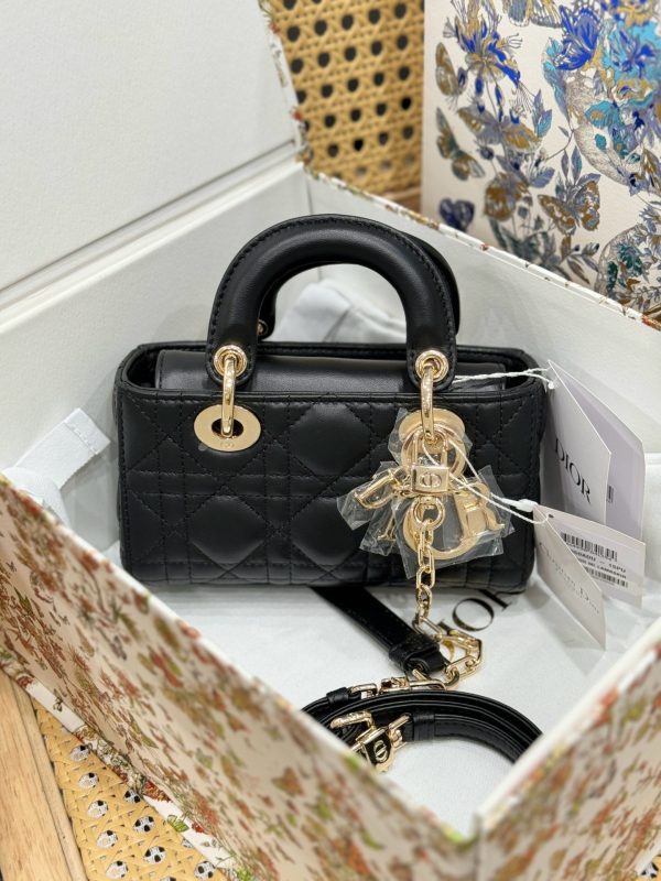 Dior Lady D-Joy Micro Like Auth Black Sheepskin Women’s Handbag 16.5cm - Image 2