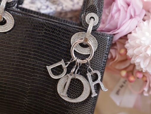 Dior Lady Rep 11 High-Quality Black Lizard Leather Women’s Handbag 17cm - Image 6