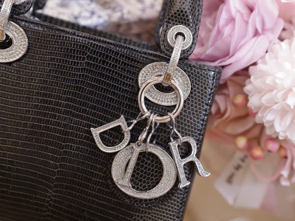 Dior Lady Rep 11 High-Quality Black Lizard Leather Women’s Handbag 17cm - Image 6