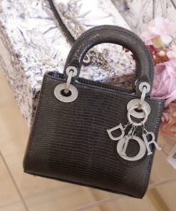 Alternative view of Dior Lady Rep 11 High-Quality Black Lizard Leather Women’s Handbag 17cm