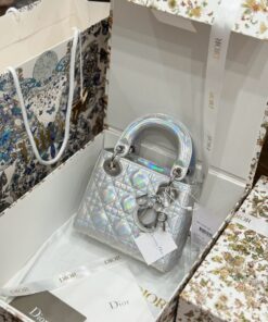 Dior Lady Replica 11 Silver Sheepskin Women’s Handbag 17cm