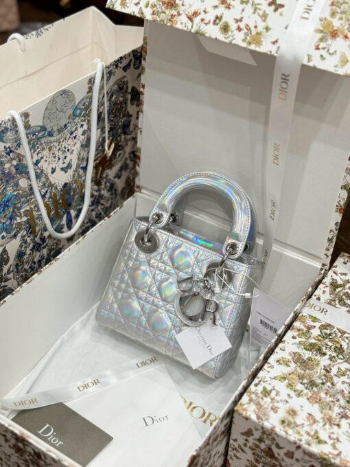 Dior Lady Replica 11 Silver Sheepskin Women’s Handbag 17cm