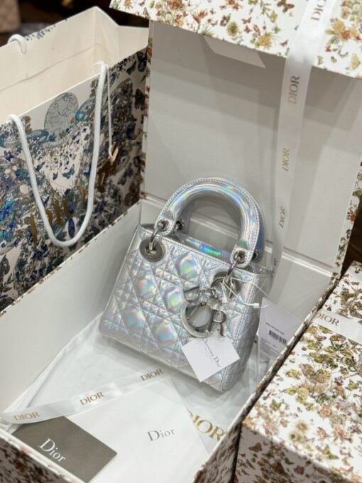Dior Lady Replica 11 Silver Sheepskin Women’s Handbag 17cm - Image 2